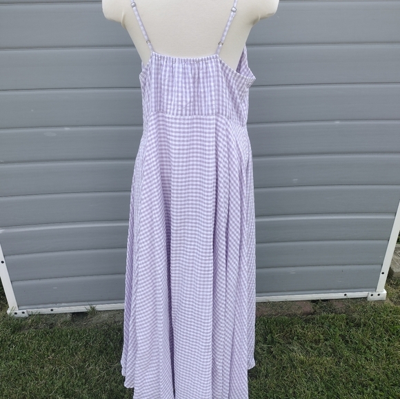 Rujuta Sheth Stella Dress Womens Large Ube Chex Cottagecore Prairie Boho - Picture 5 of 11